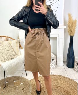 PACK 4 SKIRTS WITH BUTTONS IMITATION LEATHER S-M-L-XL R4145 CAMEL