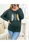 FINE FEATHERED SWEATER EM03 MILITARY GREEN