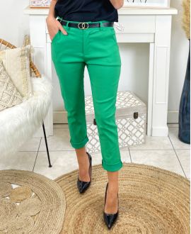PACK 4 CLASSIC PANTS WITH BELTS S M L XL 9705 EMERALD GREEN