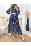 LONG VEIL DRESS PRINTED 1436 BLUE