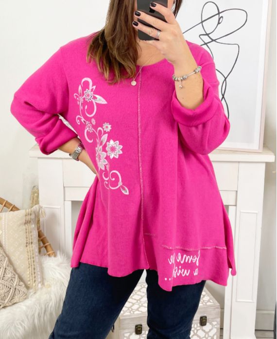 GRANDE TAILLE PULL SOME SEE A 2105B FUSHIA