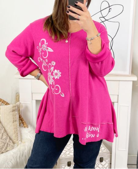 GRANDE TAILLE PULL SOME SEE A 2105B FUSHIA