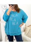 GRANDE TAILLE PULL BLA BLA BLA 2107 BLEU