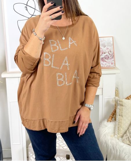 LARGE SIZE SWEATER BLA BLA BLA 2107 CAMEL