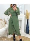 LONG DRESS VEIL 9882 MILITARY GREEN