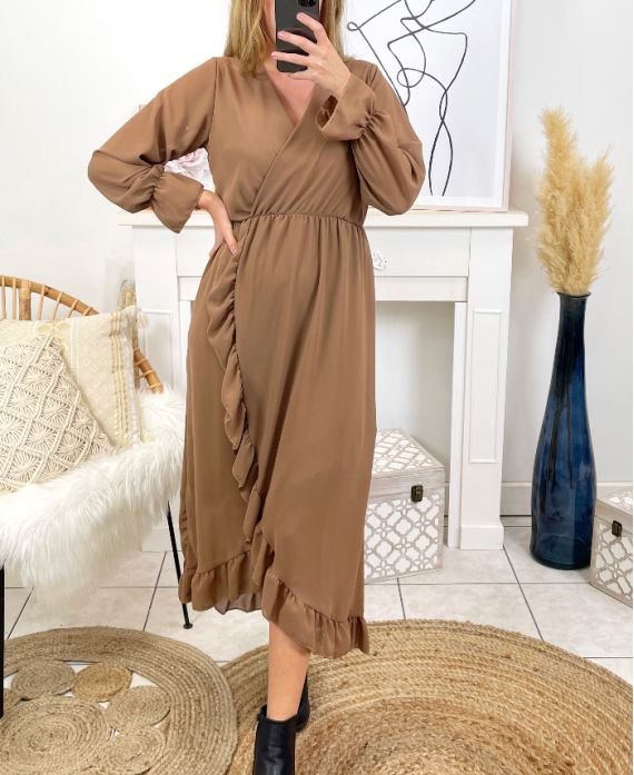 ROBE LONGUE VOILAGE 9882 CAMEL