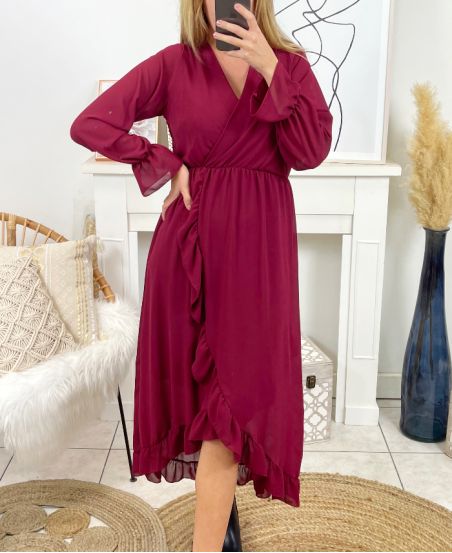 ROBE LONGUE VOILAGE 9882 BORDEAUX