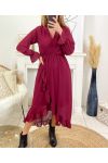 ROBE LONGUE VOILAGE 9882 BORDEAUX