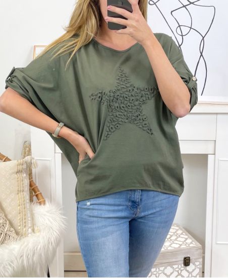 SWEATSHIRT 19711I2 MILITAIRE GROENE STER