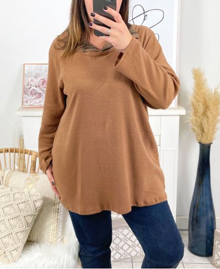 GRANDE TAILLE PULL CHEMISE 2730 CAMEL