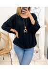 ELASTIC BASE SWEATER WITH NECKLACE 3680M1 BLACK