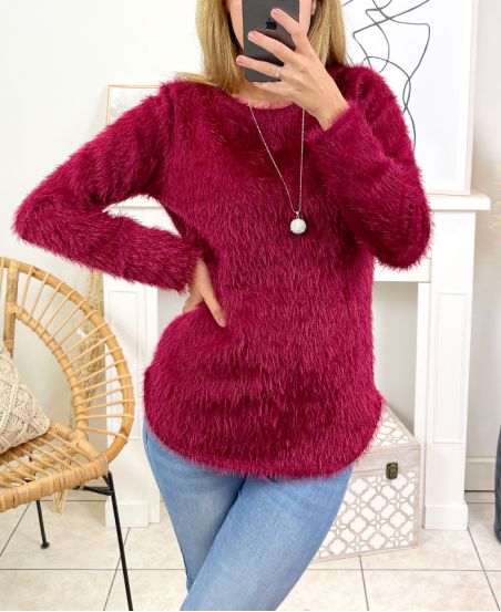SOFT SWEATER WITH NECKLACE 6187M2 BURGUNDY