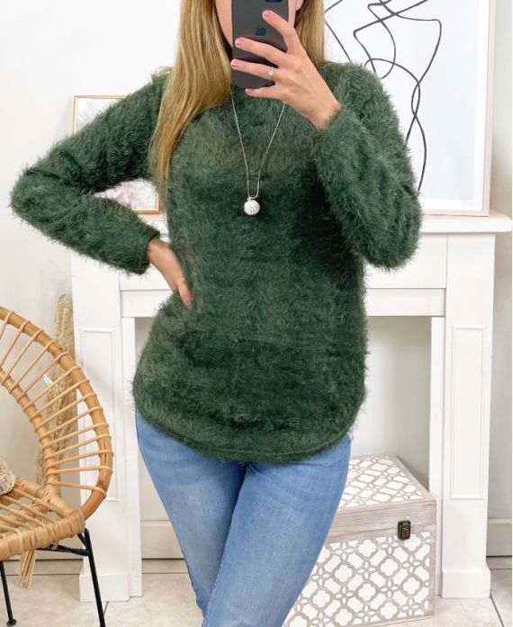 SOFT SWEATER WITH NECKLACE 6187M2 GREEN