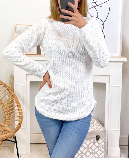 SHINY SWEATER WITH NECKLACE 6187M1 WHITE