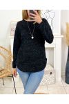 GLOSSY SWEATER WITH NECKLACE 6187M1 BLACK