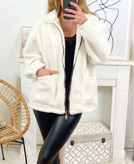 COTTON COAT ZIPPE 8215 WHITE