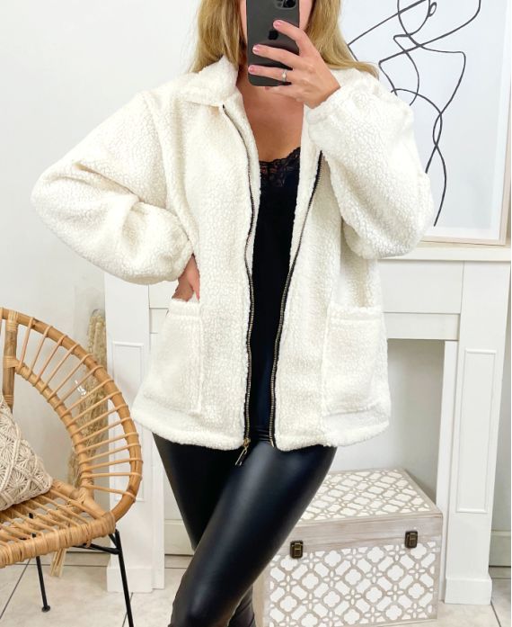 CAPPOTTO IN COTONE ZIPPE 8215 BIANCO