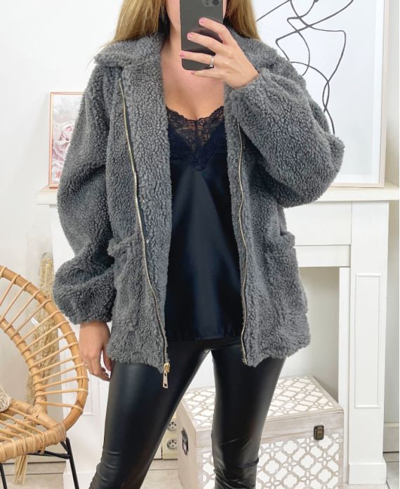 CAPPOTTO IN COTONE ZIP 8215 GRIGIO