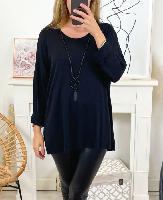 PULL FIN + COLLIER 2106 NOIR