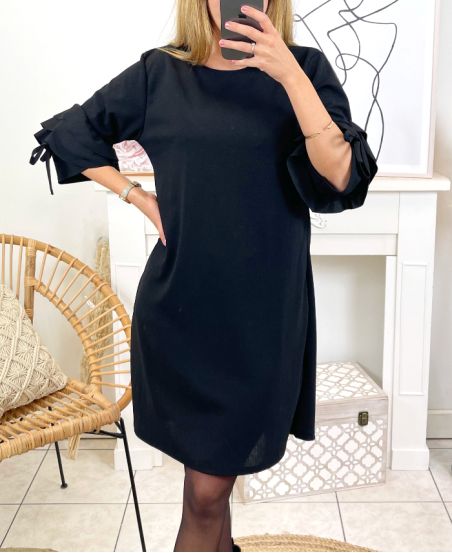 ROBE DE SOIREE MANCHES FANTAISIE 9206 NOIR