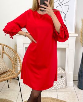 EVENING DRESS FANCY SLEEVES 9206 RED