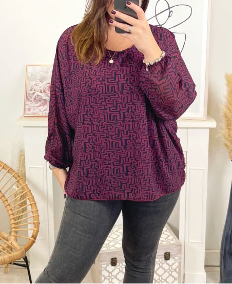 TUNIQUE VOILAGE OVERSIZE 1987 BORDEAUX/NOIR