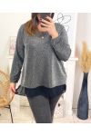 LARGE SIZE SWEATER TUNIC EVENING GLOSSY LAYERING 18180 GREY