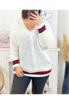 LARGE SIZE LONG TWISTED PULLOVER K03 WHITE