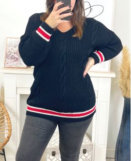 LARGE SIZE LONG TWISTED PULLOVER K03 BLACK