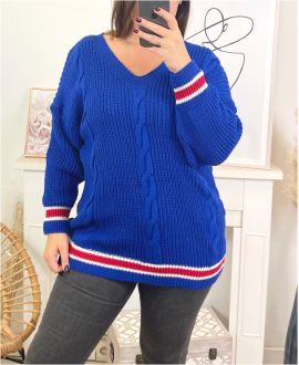 LARGE SIZE LONG TWISTED PULLOVER K03 ROYAL BLUE