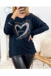 MAGLIA FINL CUORE STRASS 2101 NERO