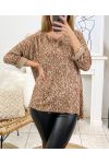 LEOPARD 2105 CAMEL PRINTED THIN SWEATER