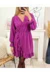 ROBE DE SOIREE DRAPEE 12027 PRUNE