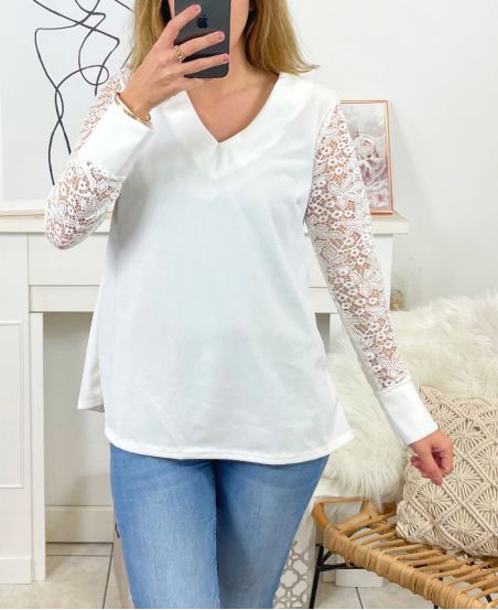 TOP SOIREE DENTELLE 9842 BLANC