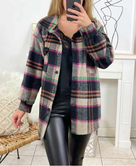 SUR CHEMISE A CARREAUX 9656M2 FUSHIA
