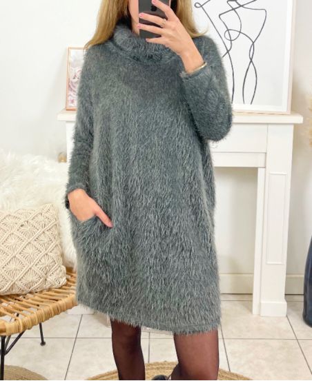 ROBE COL ROULE 9268 GRIS