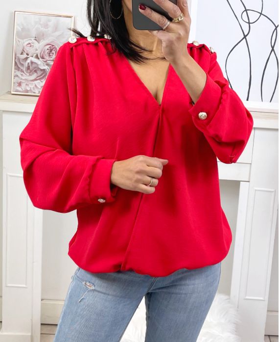 BLOUSE SHOULDERS AND STUDDED SLEEVES 12039 RED