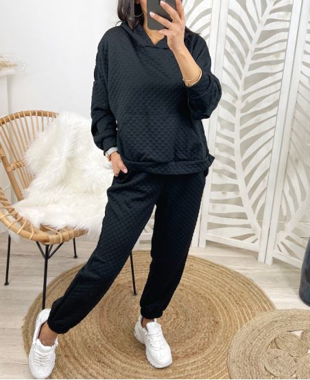HOODIE SET + PASSENDE JOGGHOSE PE144 SCHWARZ
