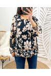 PLEATED BLOUSE PRINTED PE122 BLACK