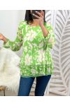 PLEATED BLOUSE PRINTED PE122 GREEN