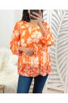 PLISSBLUSE BEDRUCKT PE122 ORANGE