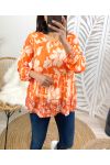 PLISSBLUSE BEDRUCKT PE122 ORANGE