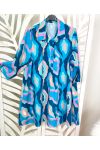 TUNIC DRESS EVASEE SATIN EFFECT PE243 BLUE