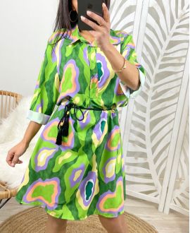 DRESS TUNIC EVASEE SATIN EFFECT PE243 GREEN