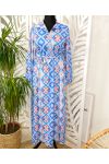 LONG SHIRT DRESS PRINTED PE305 SKY BLUE