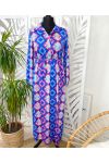 LONG SHIRT DRESS PRINTED PE305 ROYAL BLUE