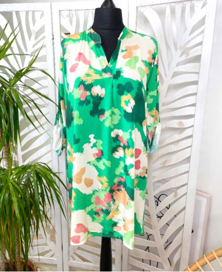 ROBE TUNIQUE VISCOSE PE278 VERT