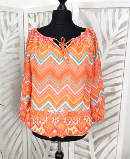 DOUBLE VEIL BLOUSE BALL EFFECT PE171 ORANGE