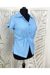 BLOUSE WITH BUTTONS PE221 AZURE BLUE