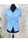 BLOUSE MET KNOPEN PE221 AZURE BLUE